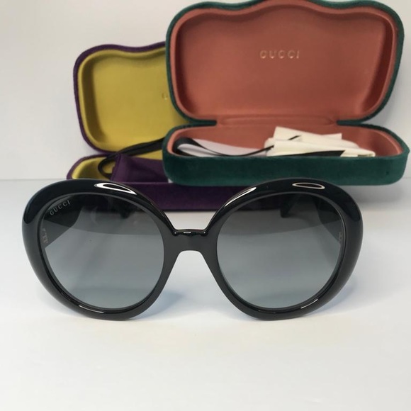 New- 💯 GUCCI GG0712S-001 GUCCI OVERSIZED SUNGLASSES WITH WEB TEMPLE - Picture 11 of 14